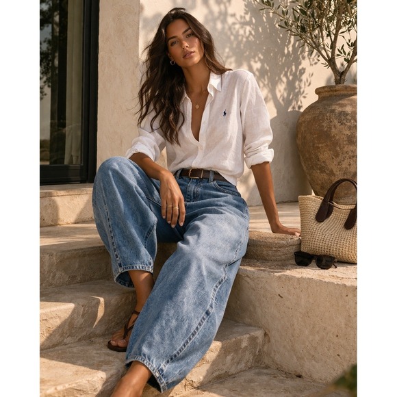 Levi's Denim - Levi's Cinch Barrel Women's Jeans 29 Light Wash Blue High Rise Wide Leg Relaxed